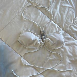 White bikini top with circle details